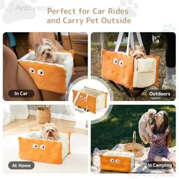 Anttyscar Console Dog Car Seat - Dog Console Car Seat for Pet, More Stable Center Console Dog Seat, Puppy Booster Seat with Seatbelt and Waterproof Pee Pad, Cozy Dog Car Carrier Washable