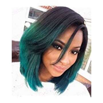 Echo Beauty 14" Natural Look Short Bob Wig - Black & Green Ombre