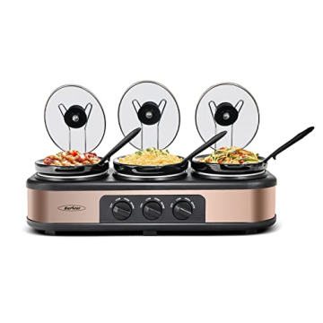 Sunvivi 1.5 Quart Triple Slow Cooker Buffet Server