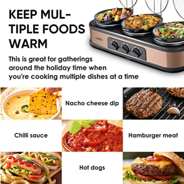 Sunvivi 1.5 Quart Triple Slow Cooker Buffet Server
