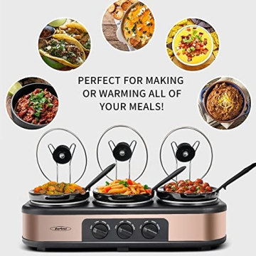 Sunvivi 1.5 Quart Triple Slow Cooker Buffet Server
