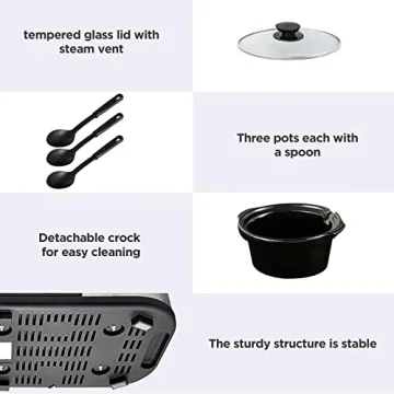 Sunvivi 1.5 Quart Triple Slow Cooker Buffet Server