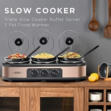 Sunvivi 1.5 Quart Triple Slow Cooker Buffet Server