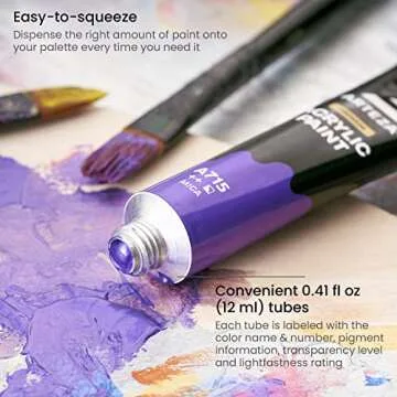 Arteza Metallic Acrylic Paint Set with 50 Colors and Glossy Finish