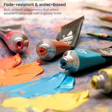 Arteza Metallic Acrylic Paint Set with 50 Colors and Glossy Finish