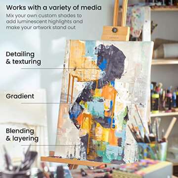 Arteza Metallic Acrylic Paint Set with 50 Colors and Glossy Finish