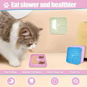 Bikabpet Lick Mat for Dogs and Cats，Cat Licking Pad with Suction Cups for Dog Anxiety Relief，Dog Peanut Butter Lick Pads for Dogs Perfect for Bathing Grooming,Slow Feeders for Dogs and Cats,4Pack