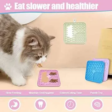 Bikabpet Lick Mat for Dogs and Cats，Cat Licking Pad with Suction Cups for Dog Anxiety Relief，Dog Peanut Butter Lick Pads for Dogs Perfect for Bathing Grooming,Slow Feeders for Dogs and Cats,4Pack