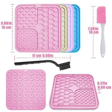 Bikabpet Lick Mat for Dogs and Cats，Cat Licking Pad with Suction Cups for Dog Anxiety Relief，Dog Peanut Butter Lick Pads for Dogs Perfect for Bathing Grooming,Slow Feeders for Dogs and Cats,4Pack