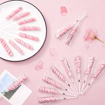 Pink Twisty Lollipops Individually Wrapped Bulk - Valentines Candy Valentine Lollipops Candy - Kid's Whirley Lollipops Candy for Decorating Brithday, Strawberry Flavor 30 Pack