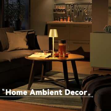 Yogaret 2 Pack Gold Rechargeable Table Lamps,Cordless Lamp with 6000mAh Battery Operated,Wireless Lamp for Restaurant Home Dinner Dining Kitchen Outdoor Patio,Waterproof & Portable