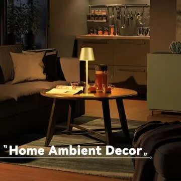 Yogaret 2 Pack Gold Rechargeable Table Lamps,Cordless Lamp with 6000mAh Battery Operated,Wireless Lamp for Restaurant Home Dinner Dining Kitchen Outdoor Patio,Waterproof & Portable