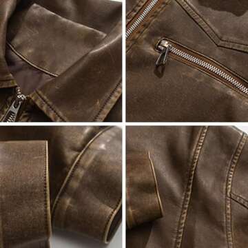 Aelfric Eden Leather Jacket Faux Vintage Oversized Motorcycle Jackets Zip Up Moto Jacket Fashion Trendy Outfits Unisex