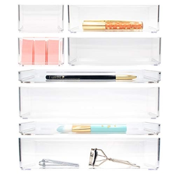 STYLIO Clear Acrylic Drawer Organizers 8 Piece Set