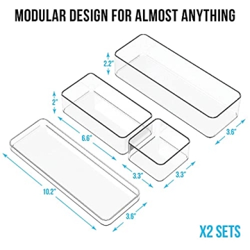 STYLIO Clear Acrylic Drawer Organizers 8 Piece Set