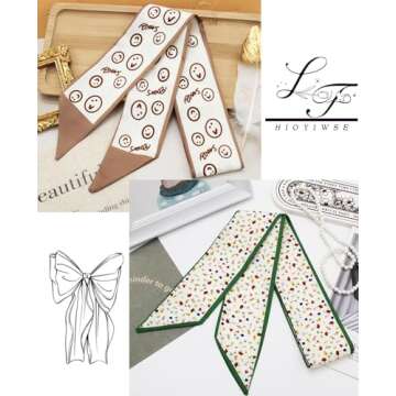 Hioyiwse Purse Scarf Handbags For Women Skinny Hair Neck Accessories Scarves With Bag Scarfs Handle Fashion Lightweight 37.8x 2.6inch 07