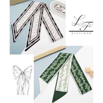 Hioyiwse Purse Scarf Handbags For Women Skinny Hair Neck Accessories Scarves With Bag Scarfs Handle Fashion Lightweight 37.8x 2.6inch 07