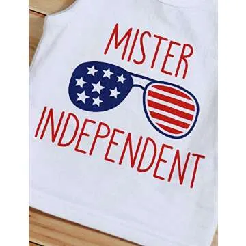 Ruptop Baby 4th of July Outfit Boy Summer Outfits Memorial Day Shirt Sleeveless T-Shirt Top with American Flag Short Pants Independence Day Set (6-12M/80)