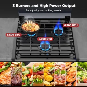 17" Stainless Steel RV Gas Stove Oven with 3 Burners