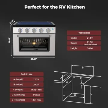 17" Stainless Steel RV Gas Stove Oven with 3 Burners