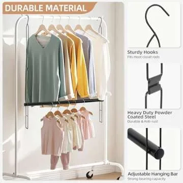 STORAGE MANIAC Hanging Closet Rod, Adjustable Width and Height Closet Hanging Organizer, Space-Saving Clothes Hanging Bar, Closet Extender Hanging Rod Double Closet Hanging Rod, 2 Pack Black