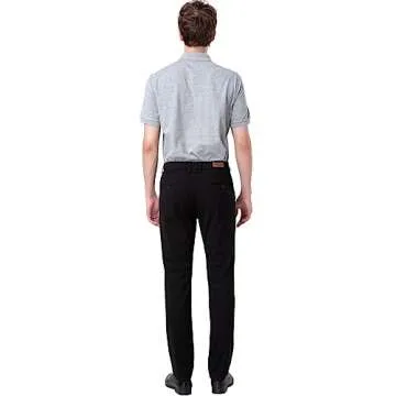 Plaid&Plain Men's Slim Fit Khaki Pants - Tapered Chino in Black 32X28