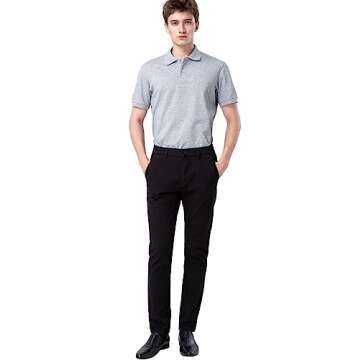 Plaid&Plain Slim Fit Khaki Pants for Men - Tapered Fit