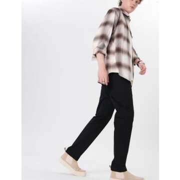 Plaid&Plain Slim Fit Khaki Pants for Men - Tapered Fit