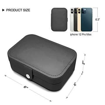 Zoe sunny small jewelry box - mini jewelry box - Women travel jewelry case, Portable small jewelry organizer for Rings Earrings Necklace, Gifts for Girls Women (Black)