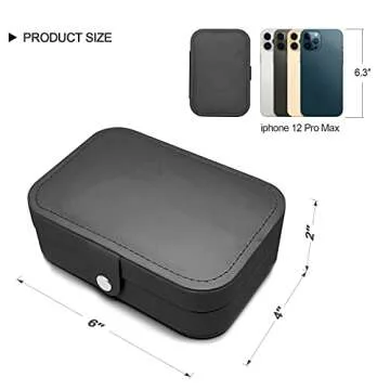 Zoe sunny small jewelry box - mini jewelry box - Women travel jewelry case, Portable small jewelry organizer for Rings Earrings Necklace, Gifts for Girls Women (Black)