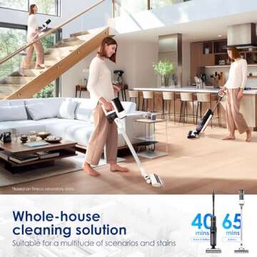 Tineco Floor ONE Switch S7 Wet Dry Vacuum Cleaner, Smart Floor Washer Multi-Function, Self-Cleaning, Extended Battery Lifespan 65Min Runtime, ZeroTangle Brush Dual-Edge Cleaning, Whole-House Cleaning