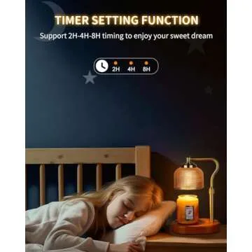 Kadrama Candle Warmer Lamp Electric Candle Warmer with Timer Dimmable Candle Lamp Warmer with 3 Bulbs Height Adjustable Wax Melt Warmer for Bedroom Home Decor, Amber Gold