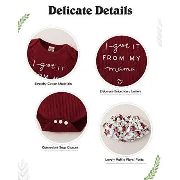 Mioglrie Newborn Baby Girl Clothes Romper Shorts Set Ruffle Infant Knitted Girls' Clothing Daddys Little Maroon 0-3 Months