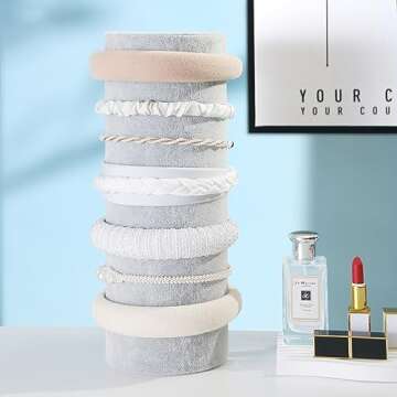 Justsoso Headband Holder Organizer, Soft Velvet Tower Hairband Stand Display, Vertical Hair Hoop Acc...