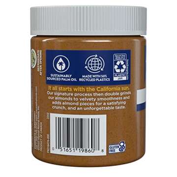 MaraNatha Natural Crunchy Almond Butter, No Stir, No Sugar or Salt Added , 12 Ounce Jar