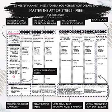 Life Planner - Undated Deluxe Weekly, Monthly Planner, a 12 Month Journey to Increase Productivity & Happiness, Life Organizer, Gratitude Journal, Law of Attraction Planner - Start Anytime