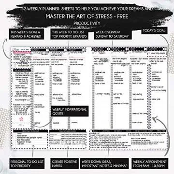 Life Planner - Undated Deluxe Weekly, Monthly Planner, a 12 Month Journey to Increase Productivity & Happiness, Life Organizer, Gratitude Journal, Law of Attraction Planner - Start Anytime