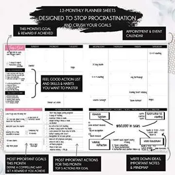 Life Planner - Undated Deluxe Weekly, Monthly Planner, a 12 Month Journey to Increase Productivity & Happiness, Life Organizer, Gratitude Journal, Law of Attraction Planner - Start Anytime