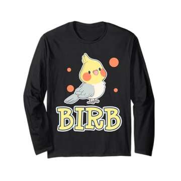 Birb Funny Yellow Cockatiel Bird Owner Mom Dad Long Sleeve T-Shirt