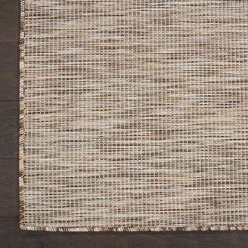 Nourison Positano Indoor-Outdoor Beige 5' x 7' Area Rug, Easy Cleaning, Non Shedding, Bed Room, Living Room, Dining Room, Backyard, Deck, Patio (5x7)
