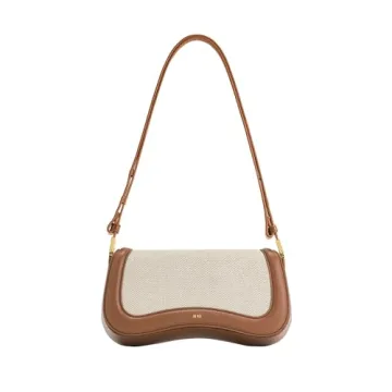 JW PEI Women's Joy Shoulder Bag - Stylish Brown Canvas Vegan Leather