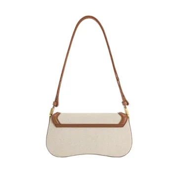 JW PEI Women's Joy Shoulder Bag Brown Canvas Vegan Leather