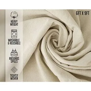 Canvas Painters Drop Cloth (Size 6 x 9 Feet - Pack of 2) - Pure Cotton Paint Drop Cloth for Painting, Curtains, Furniture & Floor Protection - All Purpose Thick Canvas tarp with Double Stitched Edges