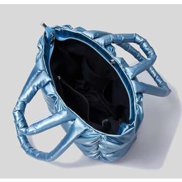 Puffer Shoulder Bag for Women Mini Down Satchel Hobo Bag Quilted Tote Bag Chic Purses 2024