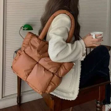 Stylish Puffer Shoulder Bag for Women Lightweight Mini Tote