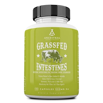 Ancestral Supplements Grass Fed Beef Intestines with Stomach (Tripe) - 3000mg Digestion Support