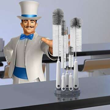 MR.SIGA 5 Pack Bottle Brush Cleaning Set with Storage Holder, Cleaning Brushes for Long Narrow Neck ...