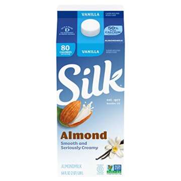 Silk Almond Milk, Vanilla, Dairy Free, Gluten Free, Seriously Creamy Vegan Milk with 50% More Calciu...
