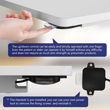 TOPSKY Electric Height Adjustable Overbed Bedside Table with Wheels for Home Office Use (White + White Frame)