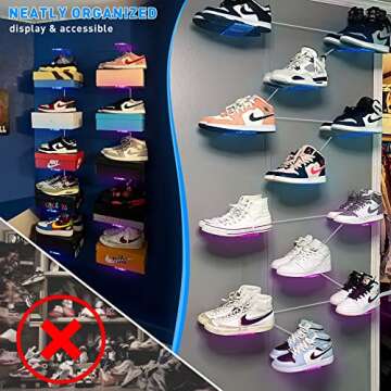 OAPRIRE Floating Shoe Display Shelf Set of 6 with Lights, Glow Color Changing Shoe Wall Shelf, Levitating Sneaker Shelves, Display Your Top Shoes